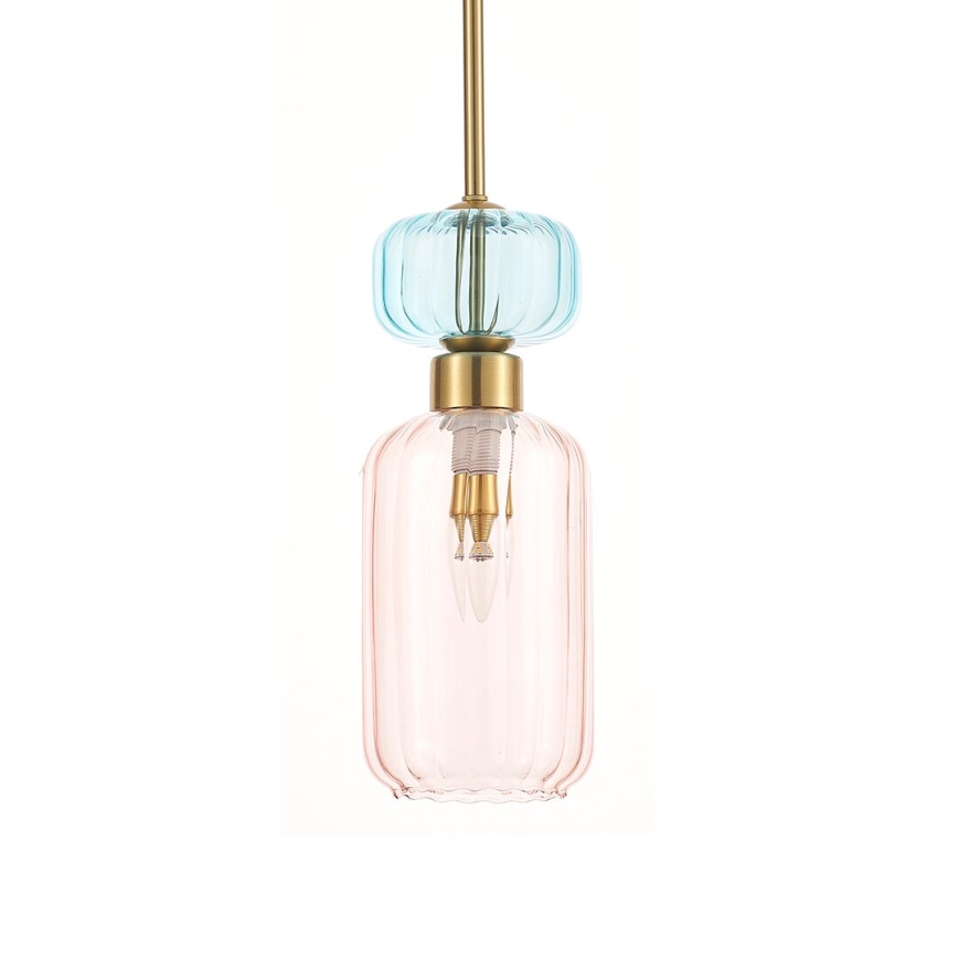 Candeeiro suspenso MOLLY 1xE14/40W/230V diâmetro 12 cm dourado/rosa/azul