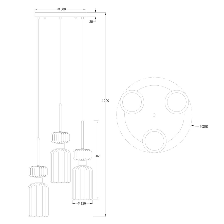 Candeeiro suspenso MOLLY 3xE14/40W/230V diâmetro 38 cm colorido