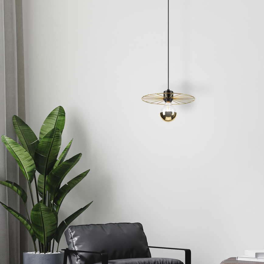 Candeeiro suspenso MONTANA 1xE27/15W/230V diâmetro 30 cm dourado/preto