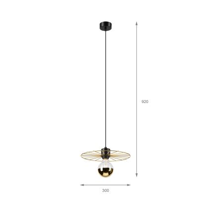Candeeiro suspenso MONTANA 1xE27/15W/230V diâmetro 30 cm dourado/preto
