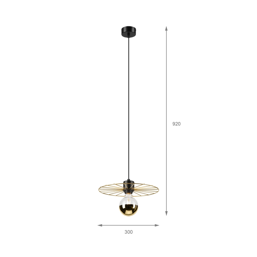 Candeeiro suspenso MONTANA 1xE27/15W/230V diâmetro 30 cm dourado/preto