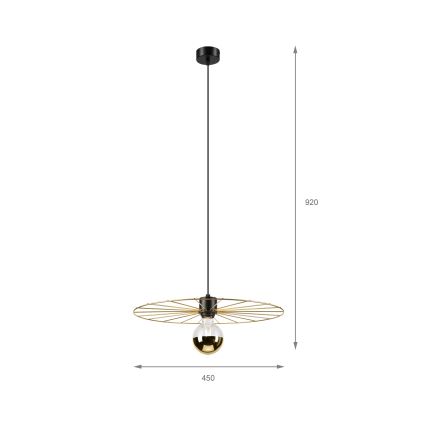 Candeeiro suspenso MONTANA 1xE27/15W/230V diâmetro 45 cm dourado/preto