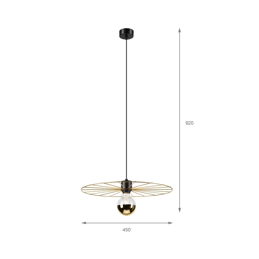 Candeeiro suspenso MONTANA 1xE27/15W/230V diâmetro 45 cm dourado/preto