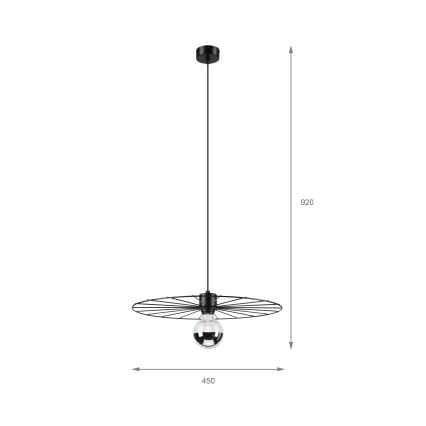 Candeeiro suspenso MONTANA 1xE27/15W/230V diâmetro 45 cm preto