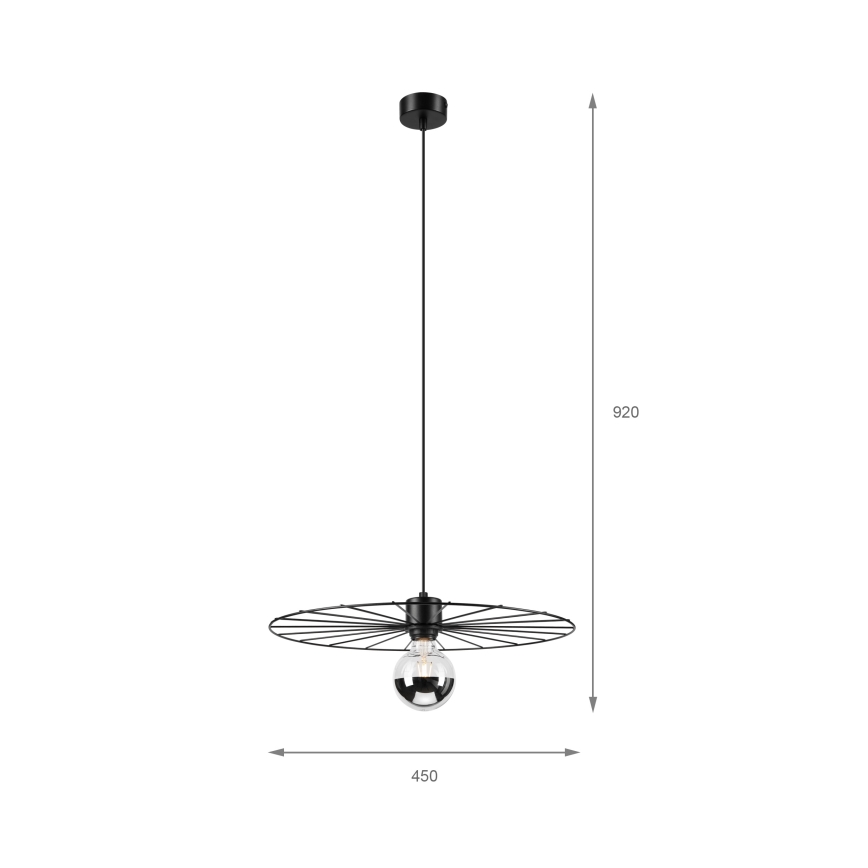 Candeeiro suspenso MONTANA 1xE27/15W/230V diâmetro 45 cm preto
