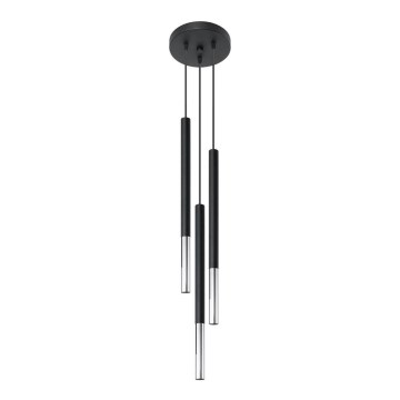 Candeeiro suspenso MOSAIC 3xG9/12W/230V preto/cromado brilhante