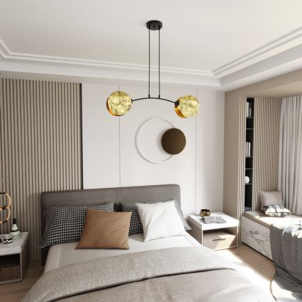 Candeeiro suspenso MOTIF 2xE14/10W/230V dourado