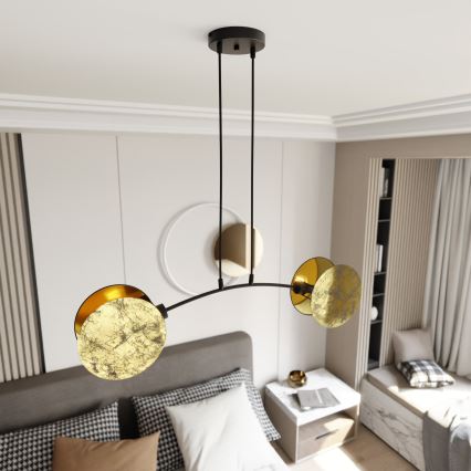 Candeeiro suspenso MOTIF 2xE14/10W/230V dourado
