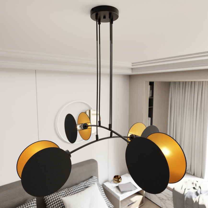 Candeeiro suspenso MOTIF 4xE14/10W/230V preto