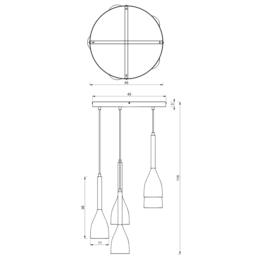 Candeeiro suspenso MUZA 5xE27/15W/230V preto/bege/cobre/faia