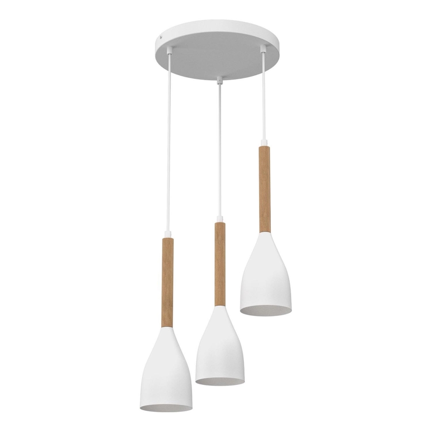 Candeeiro suspenso MUZA NEW 3xE27/60W/230V faia/branco