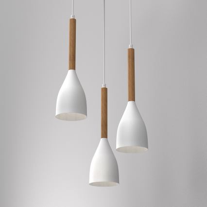 Candeeiro suspenso MUZA NEW 3xE27/60W/230V faia/branco