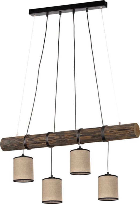 Candeeiro suspenso NEGRO 4xE27/25W/230V pinho