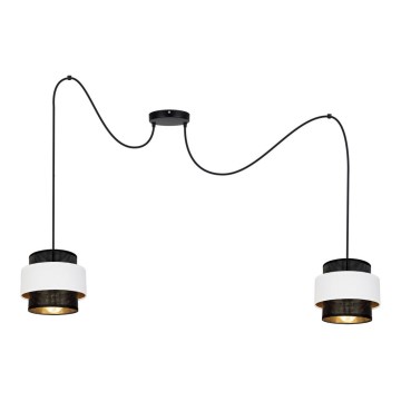Candeeiro suspenso NESS 2xE27/60W/230V aranha preto/branco