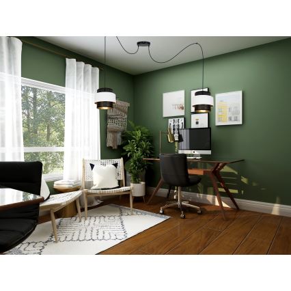 Candeeiro suspenso NESS 2xE27/60W/230V aranha preto/branco