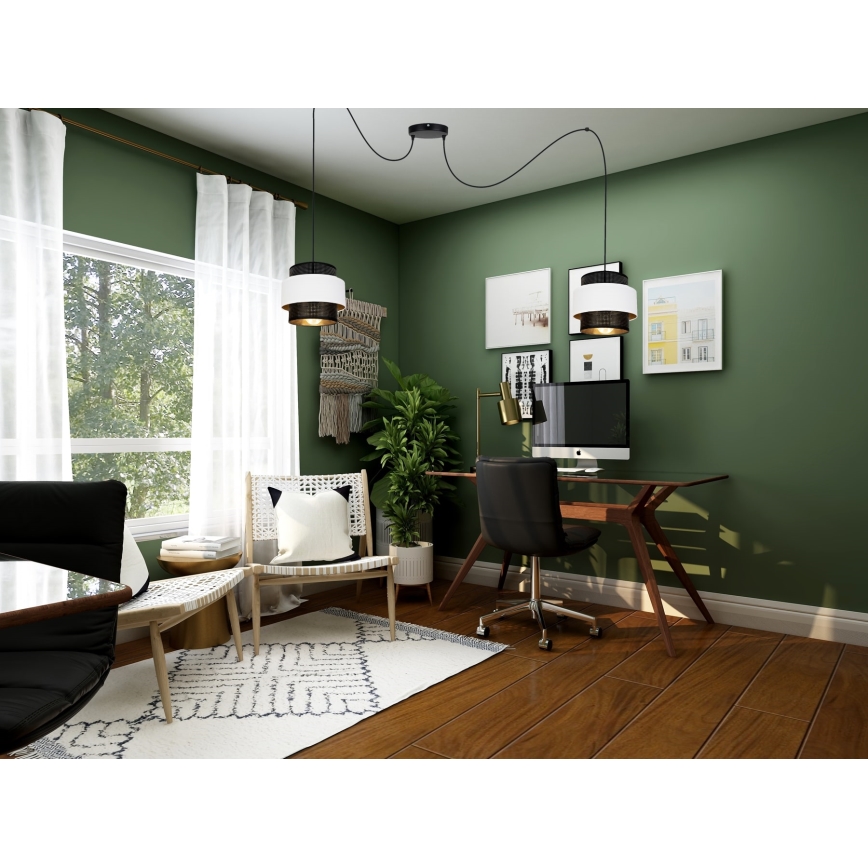 Candeeiro suspenso NESS 2xE27/60W/230V aranha preto/branco