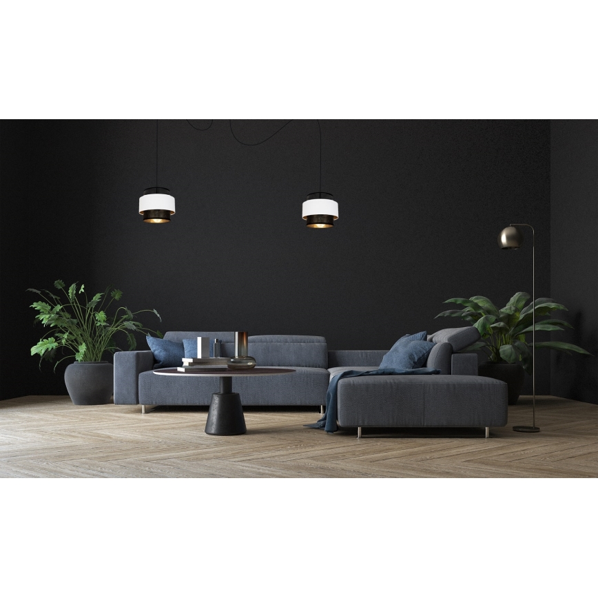 Candeeiro suspenso NESS 2xE27/60W/230V aranha preto/branco