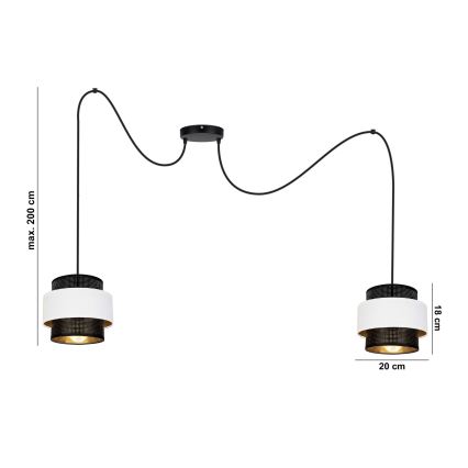 Candeeiro suspenso NESS 2xE27/60W/230V aranha preto/branco