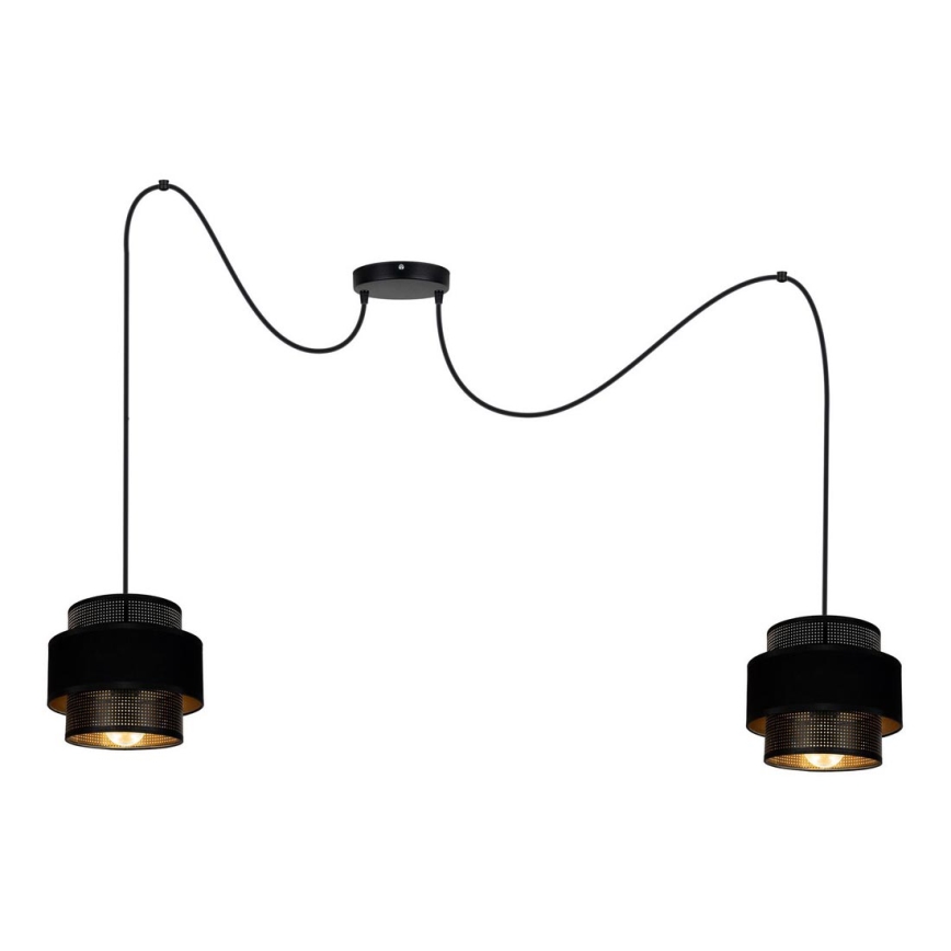 Candeeiro suspenso NESS 2xE27/60W/230V aranha preto