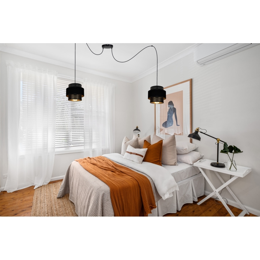 Candeeiro suspenso NESS 2xE27/60W/230V aranha preto