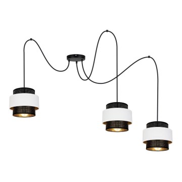 Candeeiro suspenso NESS 3xE27/60W/230V aranha preto/branco
