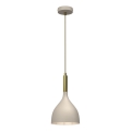 Candeeiro suspenso NOAK 1xE27/15W/230V bege/dourado