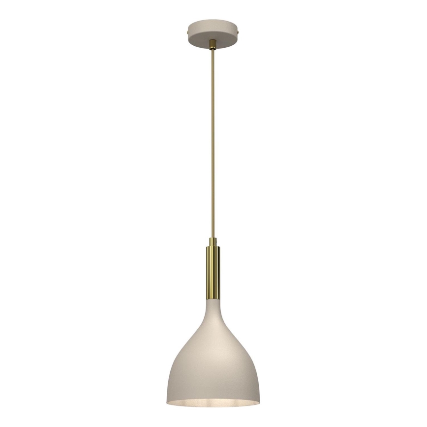 Candeeiro suspenso NOAK 1xE27/15W/230V bege/dourado
