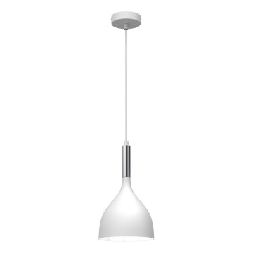 Candeeiro suspenso NOAK 1xE27/15W/230V branco/cromado brilhante