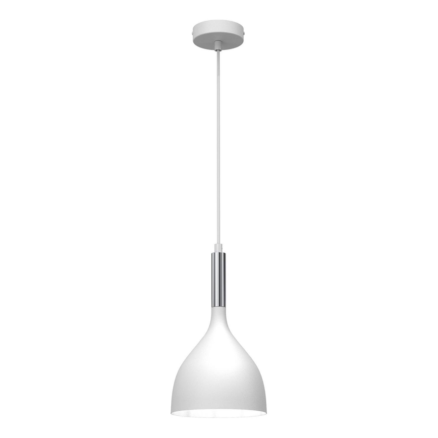 Candeeiro suspenso NOAK 1xE27/15W/230V branco/cromado brilhante