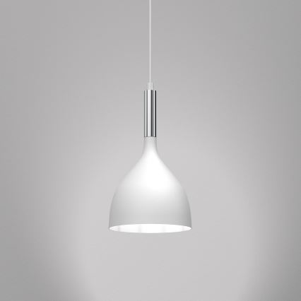 Candeeiro suspenso NOAK 1xE27/15W/230V branco/cromado brilhante