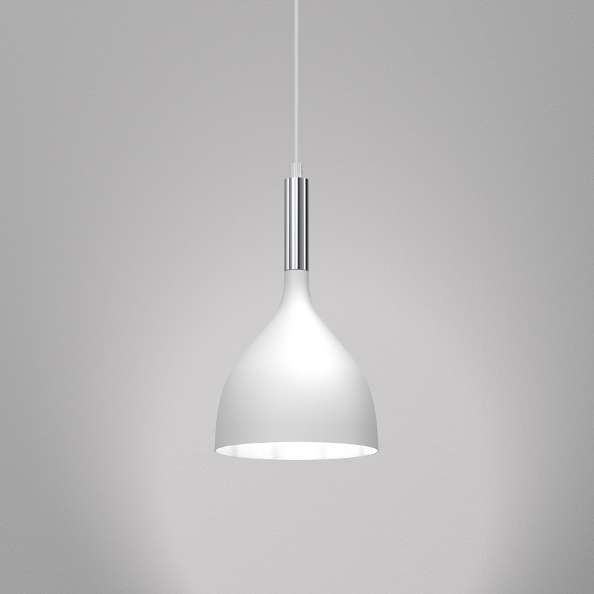 Candeeiro suspenso NOAK 1xE27/15W/230V branco/cromado brilhante