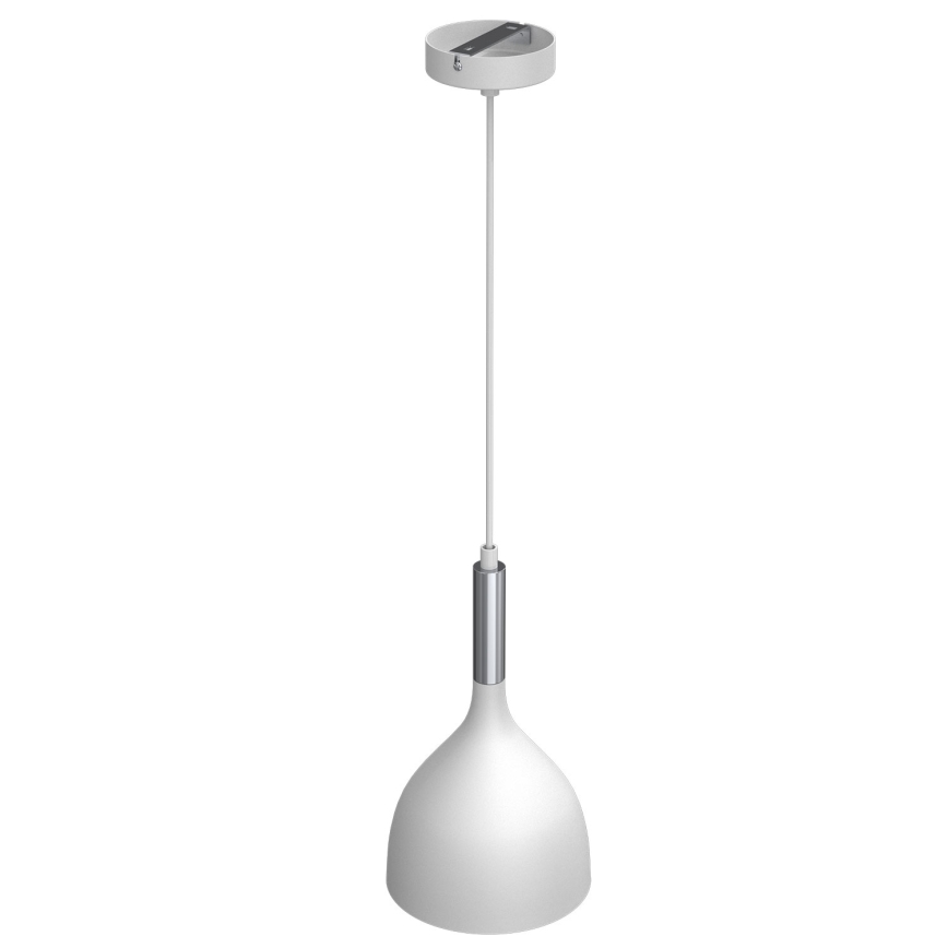 Candeeiro suspenso NOAK 1xE27/15W/230V branco/cromado brilhante