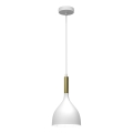 Candeeiro suspenso NOAK 1xE27/15W/230V branco/dourado