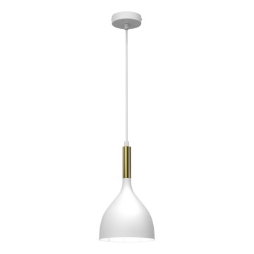 Candeeiro suspenso NOAK 1xE27/15W/230V branco/dourado