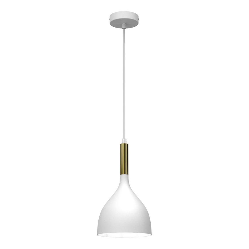 Candeeiro suspenso NOAK 1xE27/15W/230V branco/dourado