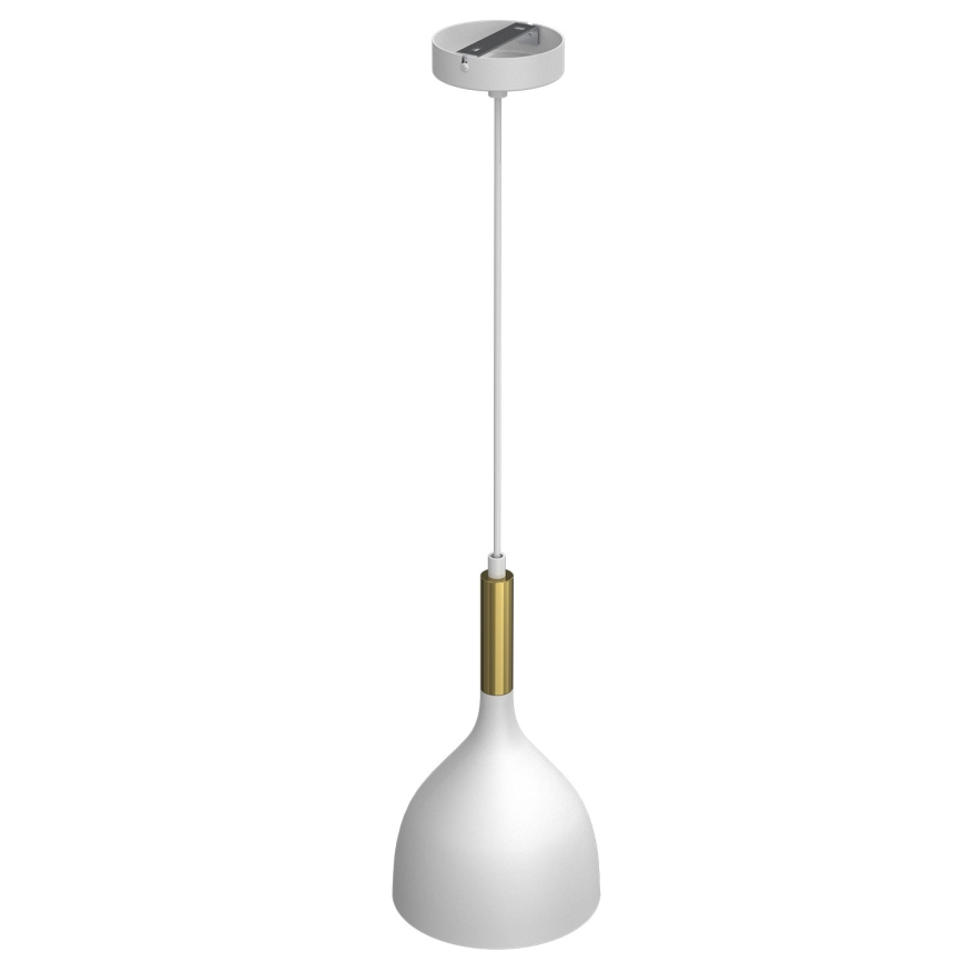Candeeiro suspenso NOAK 1xE27/15W/230V branco/dourado