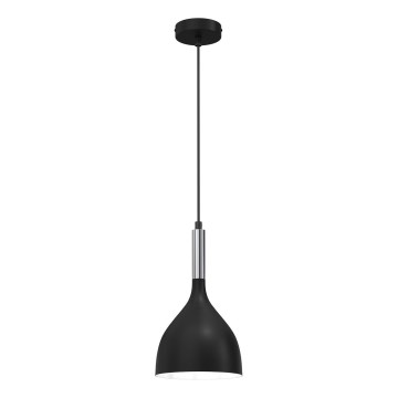 Candeeiro suspenso NOAK 1xE27/15W/230V preto/cromado brilhante