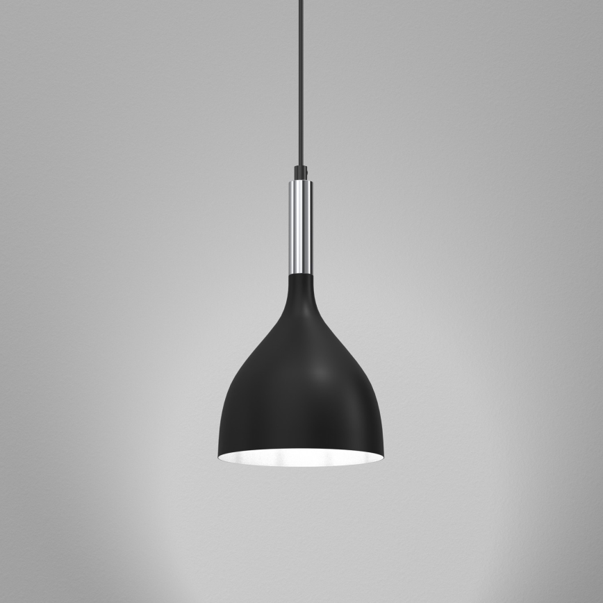 Candeeiro suspenso NOAK 1xE27/15W/230V preto/cromado brilhante