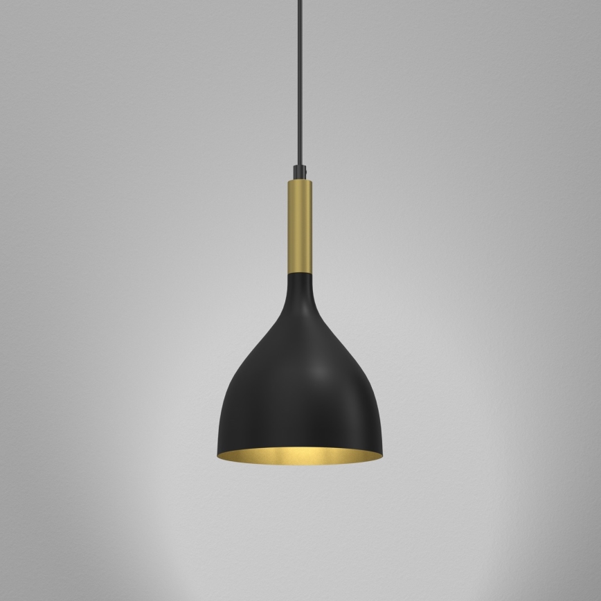 Candeeiro suspenso NOAK 1xE27/15W/230V preto/dourado