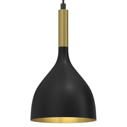 Candeeiro suspenso NOAK 1xE27/15W/230V preto/dourado