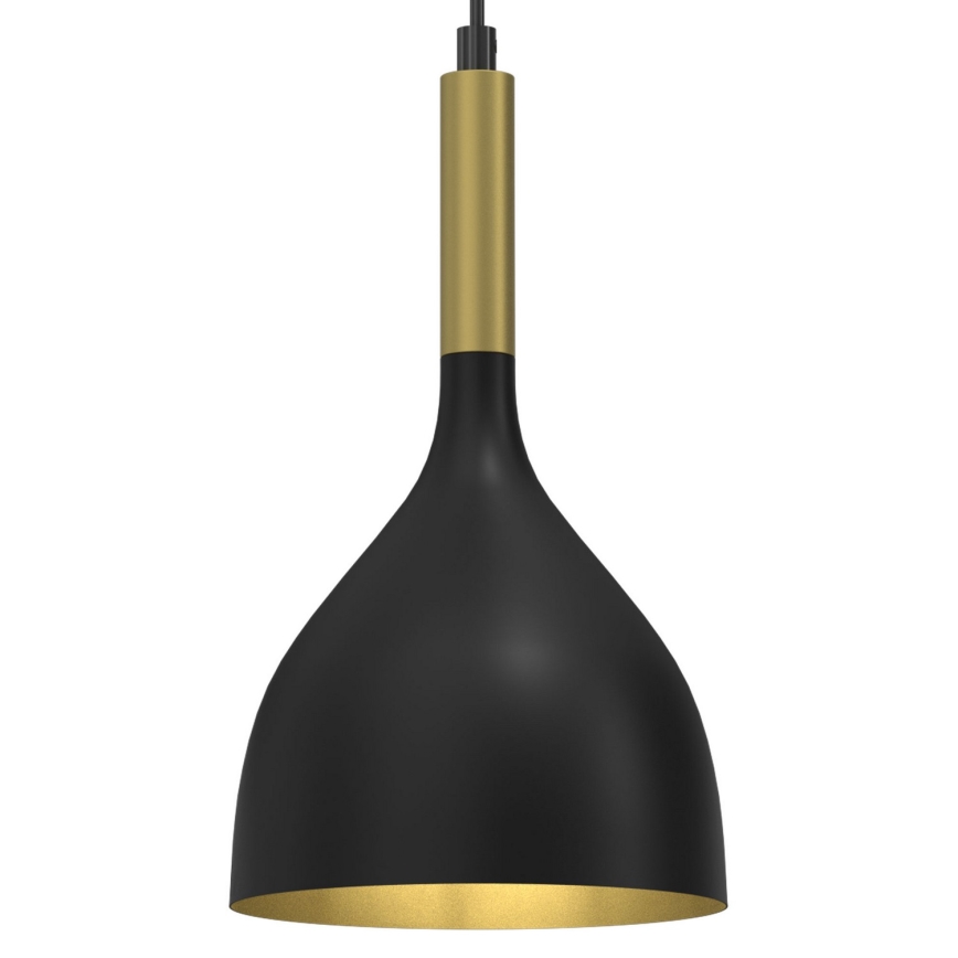 Candeeiro suspenso NOAK 1xE27/15W/230V preto/dourado