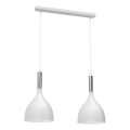 Candeeiro suspenso NOAK 2xE27/15W/230V branco/cromado brilhante