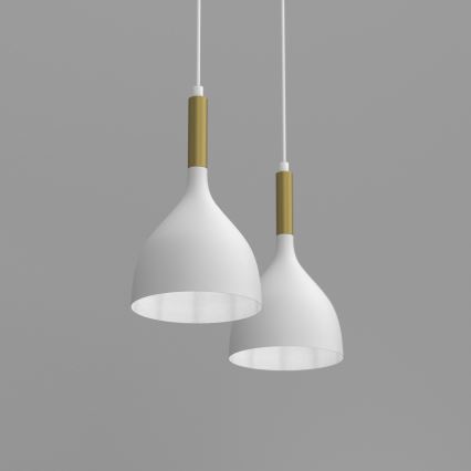 Candeeiro suspenso NOAK 2xE27/15W/230V branco/dourado