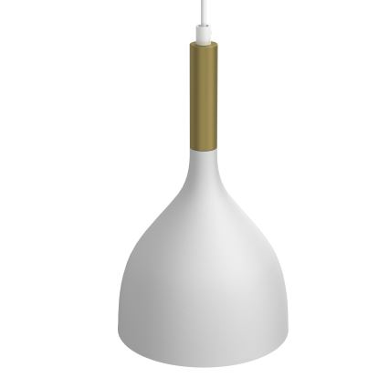 Candeeiro suspenso NOAK 2xE27/15W/230V branco/dourado