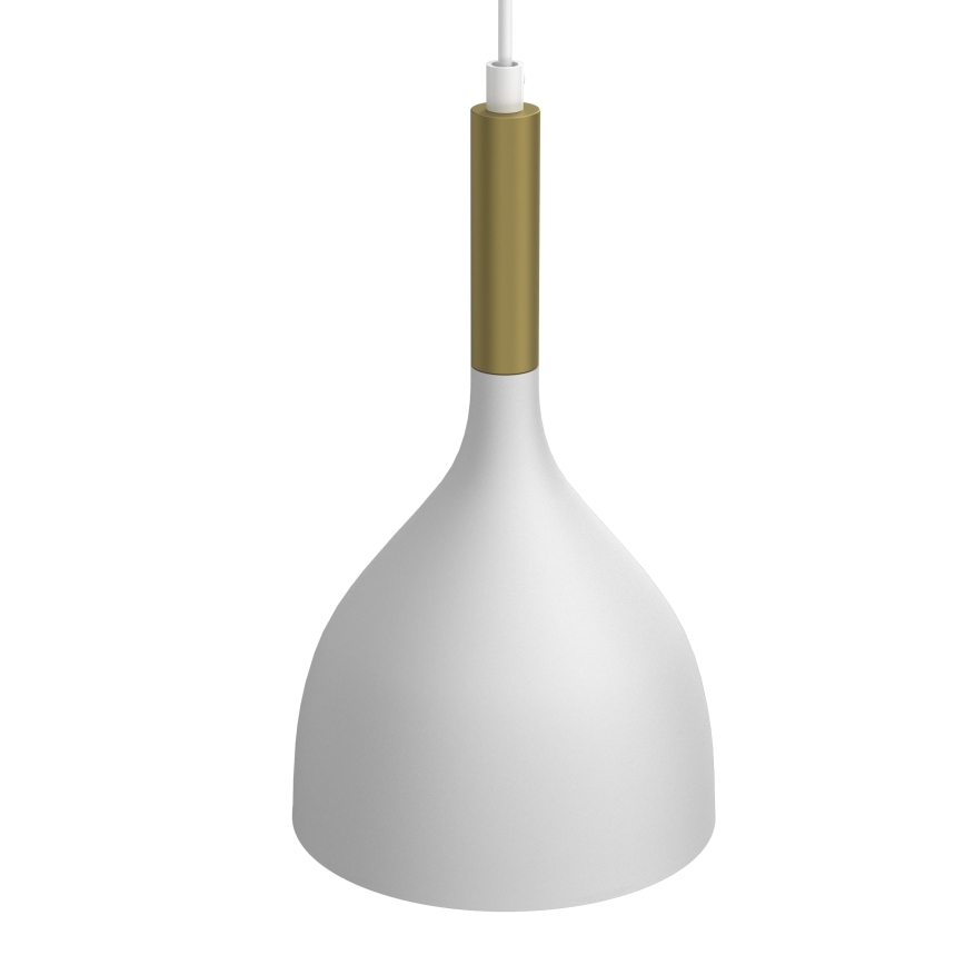 Candeeiro suspenso NOAK 2xE27/15W/230V branco/dourado