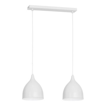 Candeeiro suspenso NOAK 2xE27/15W/230V branco
