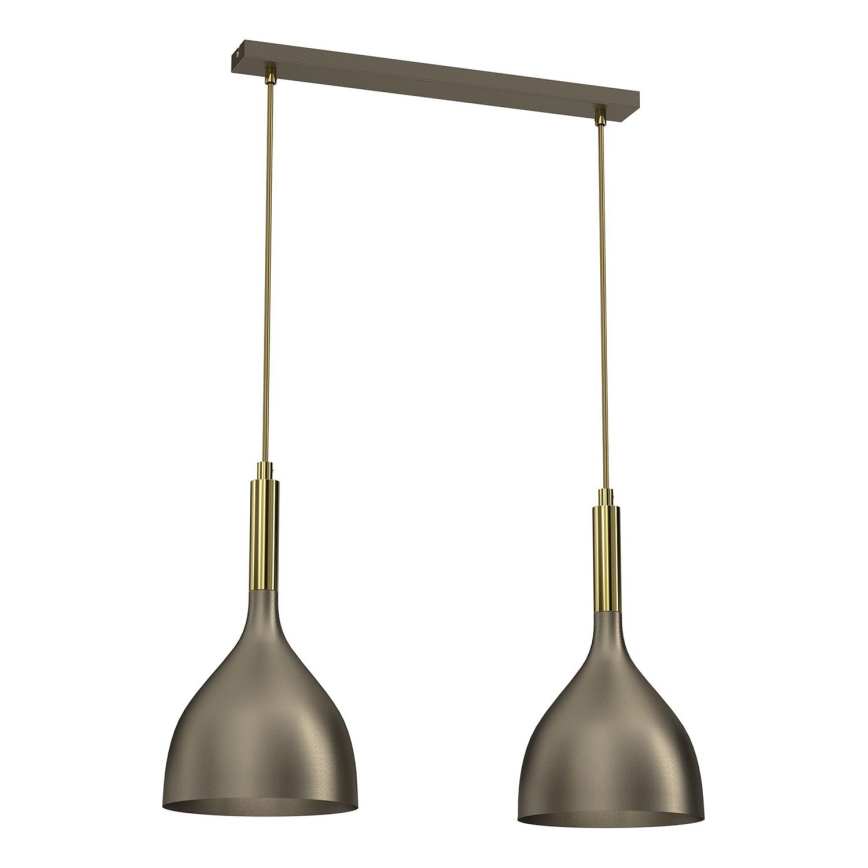 Candeeiro suspenso NOAK 2xE27/15W/230V latão/dourado