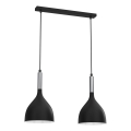 Candeeiro suspenso NOAK 2xE27/15W/230V preto/cromado brilhante