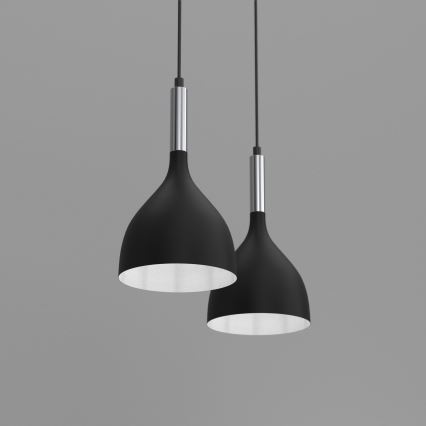 Candeeiro suspenso NOAK 2xE27/15W/230V preto/cromado brilhante