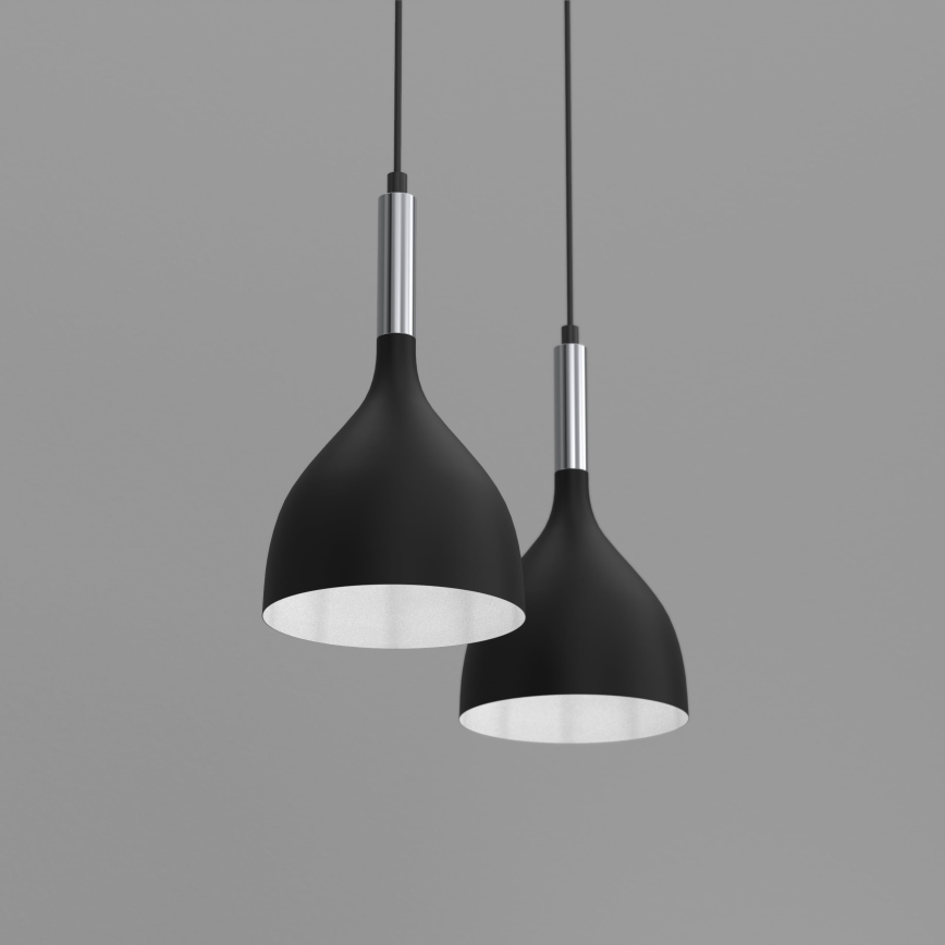 Candeeiro suspenso NOAK 2xE27/15W/230V preto/cromado brilhante